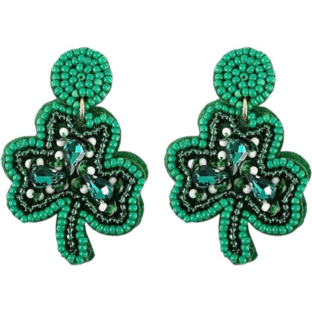 St. Patrick's Day Beaded Shamrock Earrings